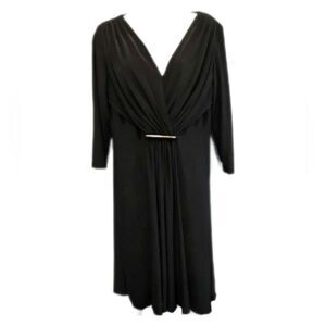 💠EVAN PICONE Venetian Ball Gathered Wrap Dress Long Sleeve V-Neck